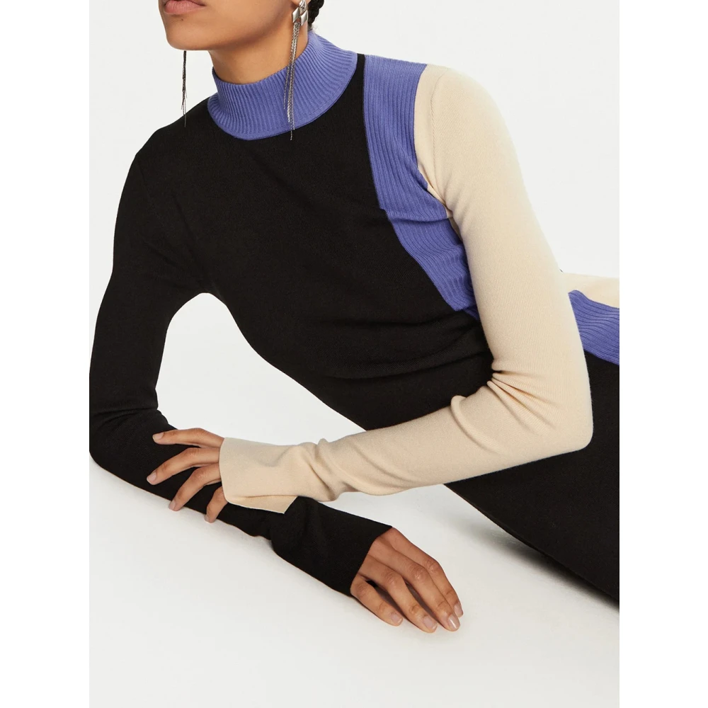 PATRIZIA PEPE Multicolor Midi Jurk met Slim Fit Black Dames
