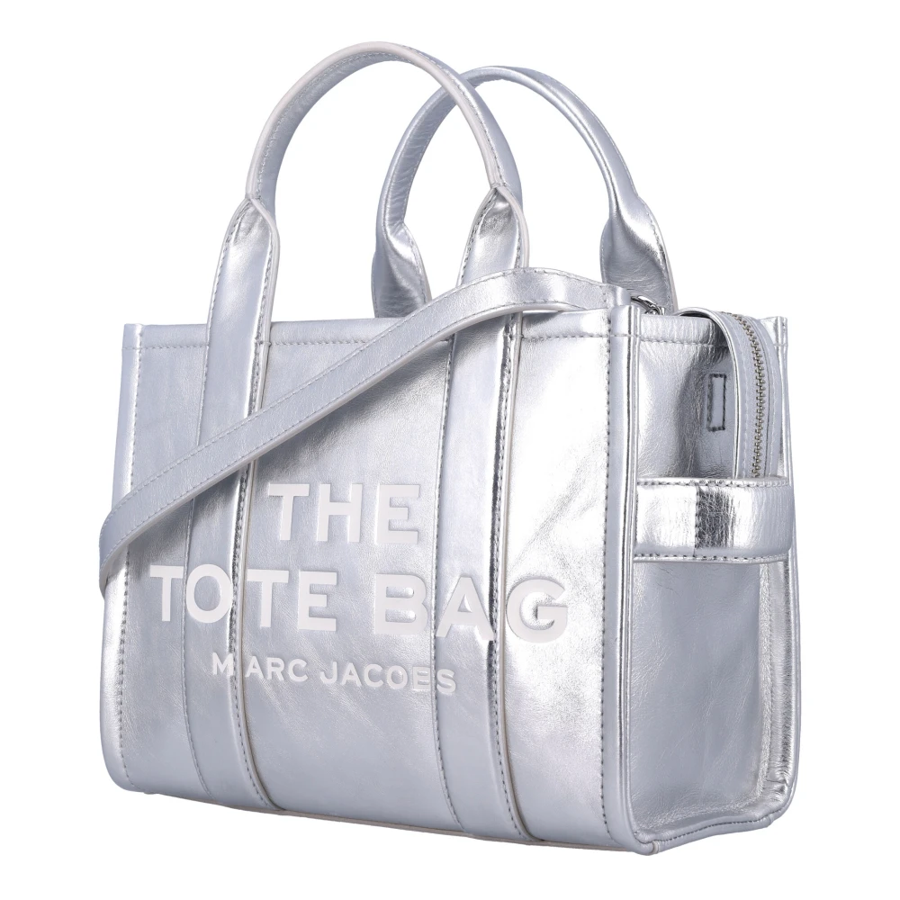 Marc Jacobs Stijlvolle Metallic Tote Tas Zilver Gray Dames