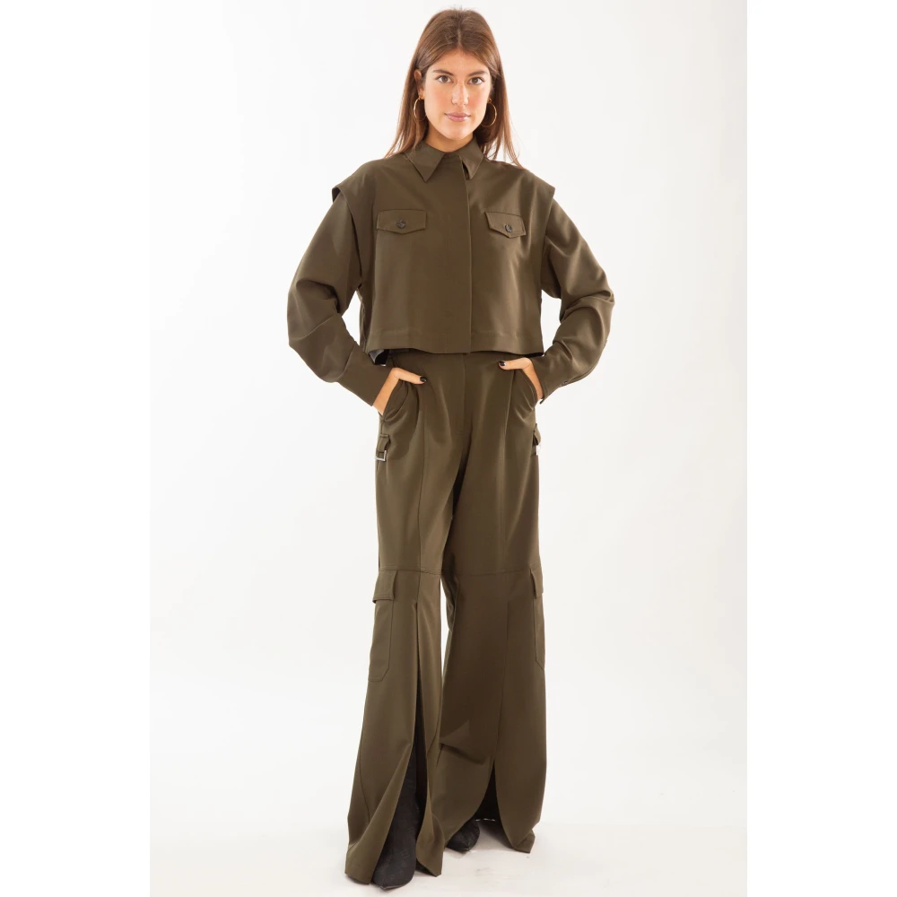 pinko Wijde Cargo Broek in X93 Green Dames
