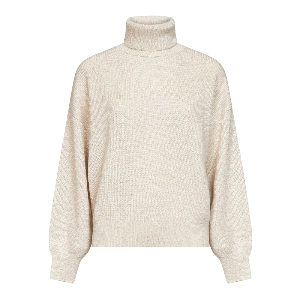 Brunello Cucinelli Turtlenecks, Female, Xs, Ribbed Turtleneck Jumper Beige