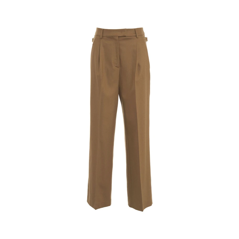 Pt01 Luxe Bruine Geplooide Broek Aw24 Brown Dames