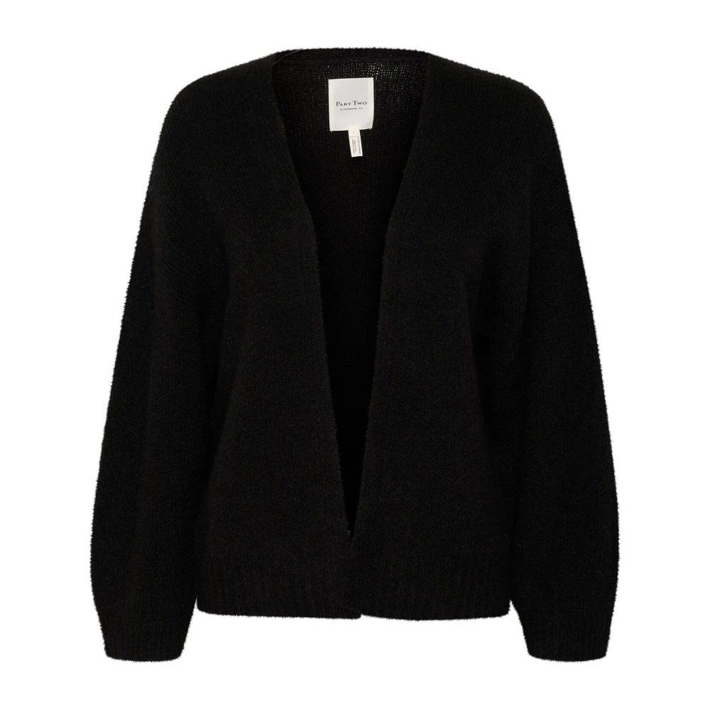 Part Two Luxe Open Gebreid Vest Zwart Black Dames