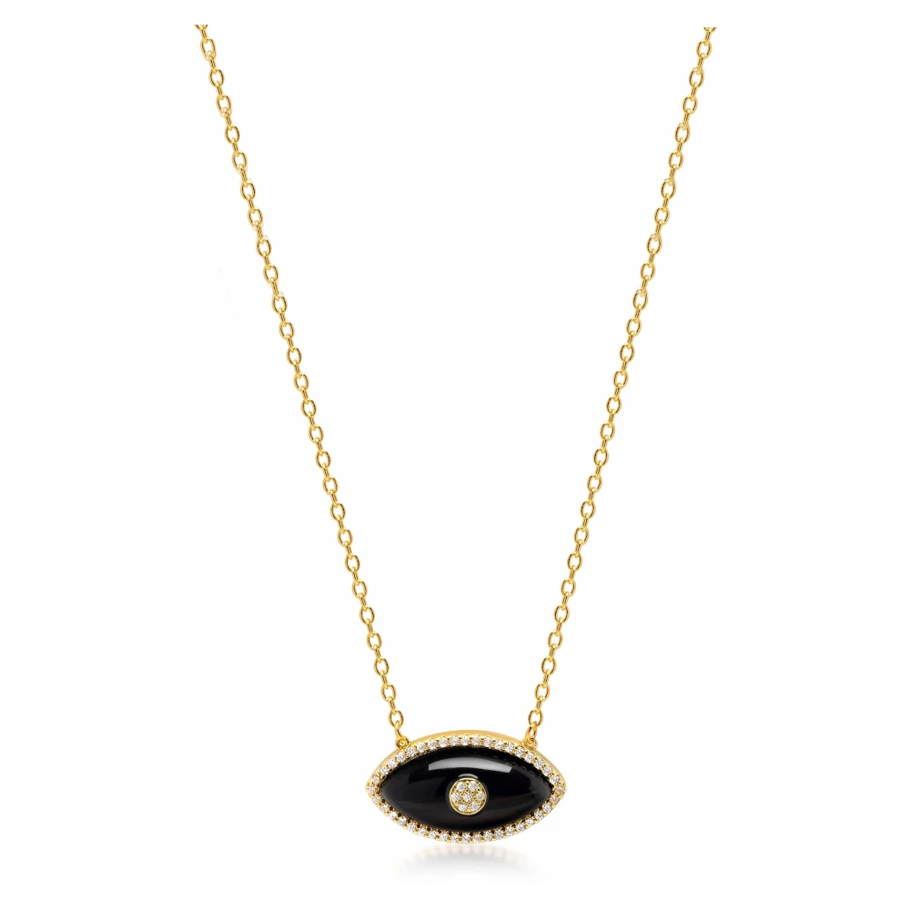 Nialaya Womens Black Enamel Evil Eye Necklace Yellow, Dam