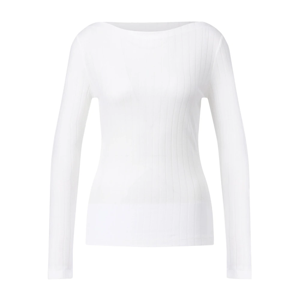 Closed Geribbeld shirt met boothals White Heren