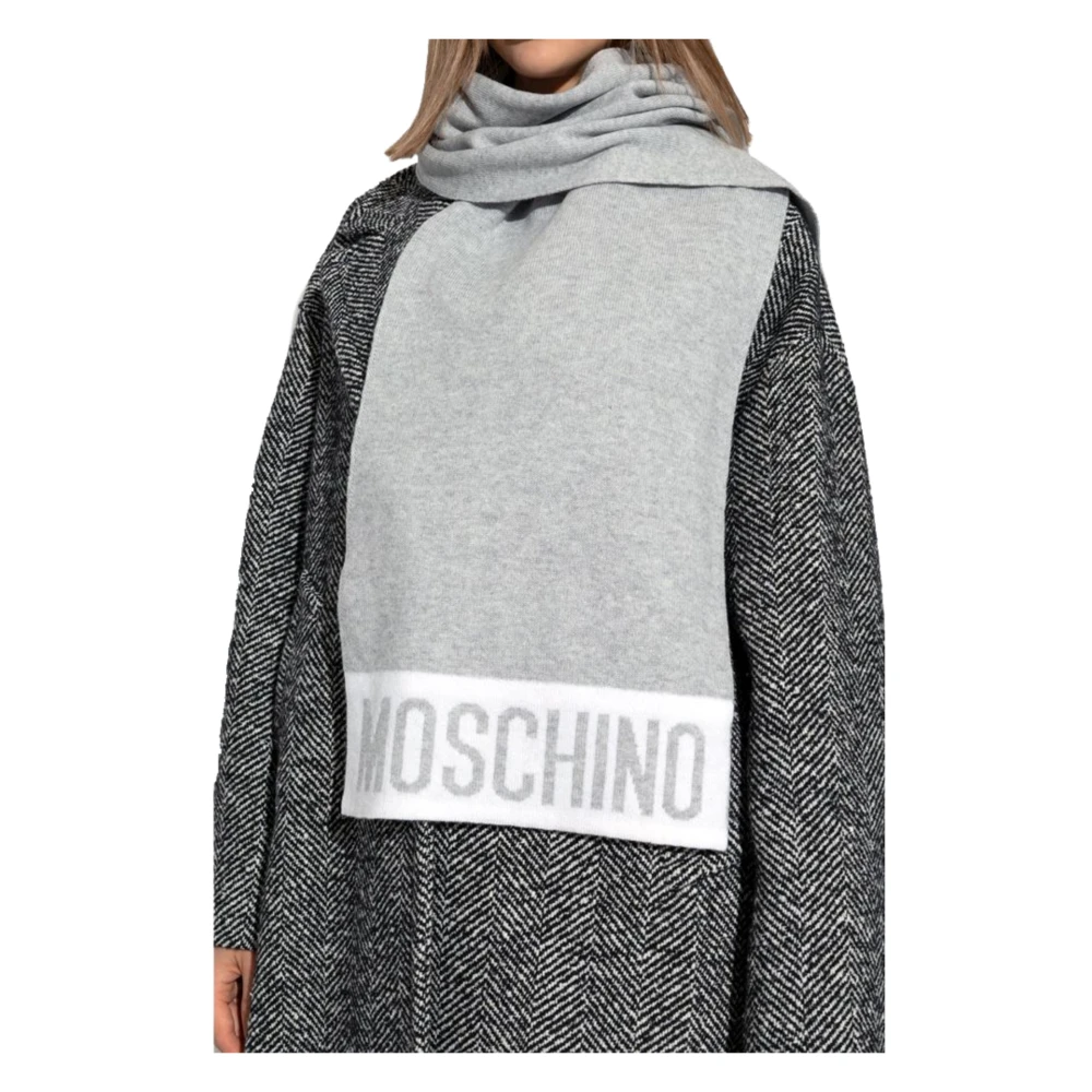 Moschino Grijze Rechthoekige Sjaal Zachte Touch Gray Heren