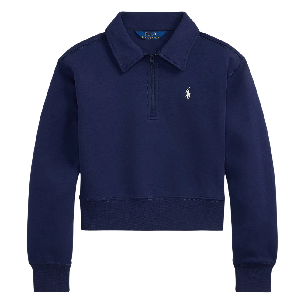 Ralph Lauren Girls Blue Technical Knit Half Zip Sweatshirt - Kids Sweatshirts - 16 Y - Kids