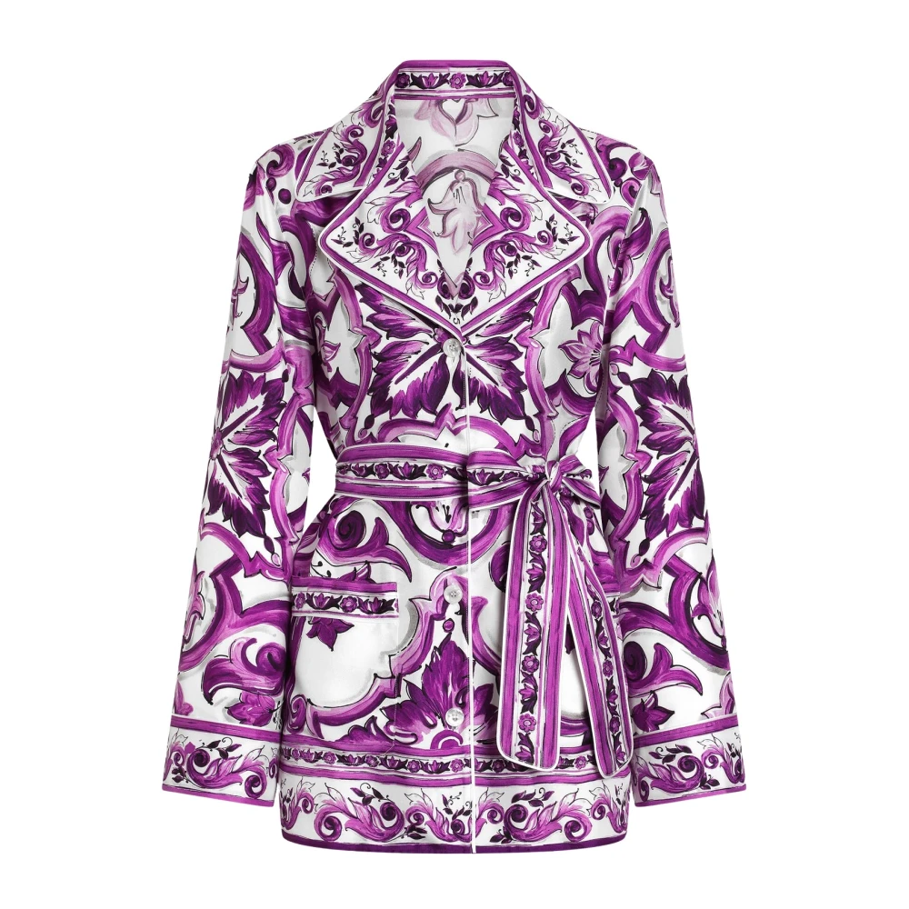 Dolce & Gabbana Women's Multicolor Blazers, Xl, Majolica-Print Twill Shirt