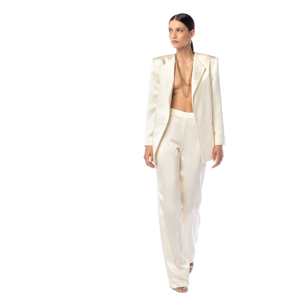 MVP wardrobe Elegante Viscose Straight Leg Broek Beige Dames