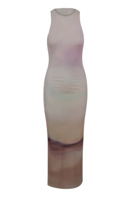 Lång gradient mesh jersey klänning