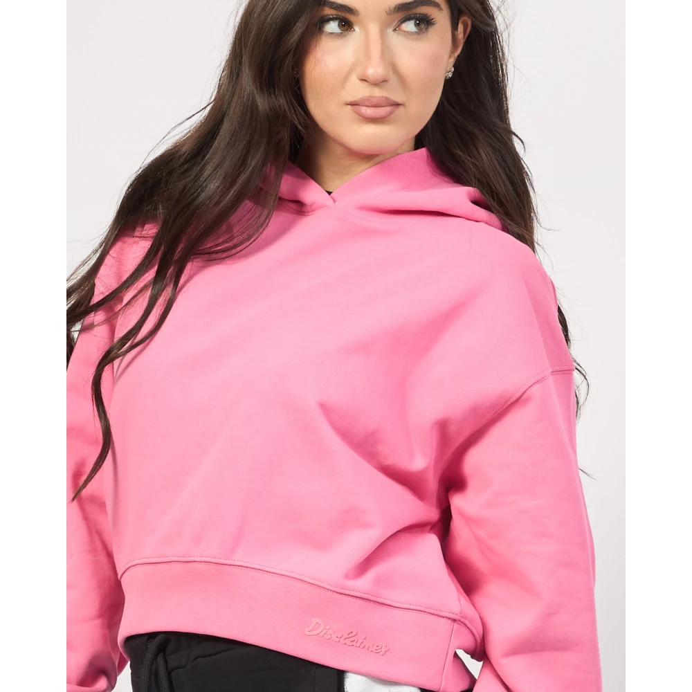 Disclaimer Roze Cropped Hoodie met Logopatch Pink Dames