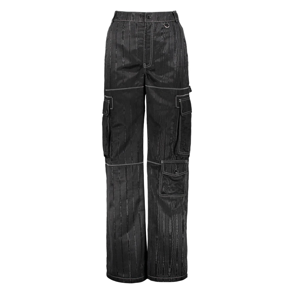 Marine Serre Cargo broek met Moiré stof Black Dames