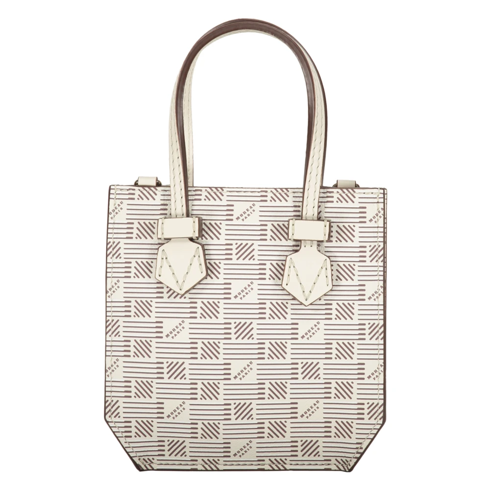 Moreau Paris Korrelig leren schoudertas met logo Beige Dames