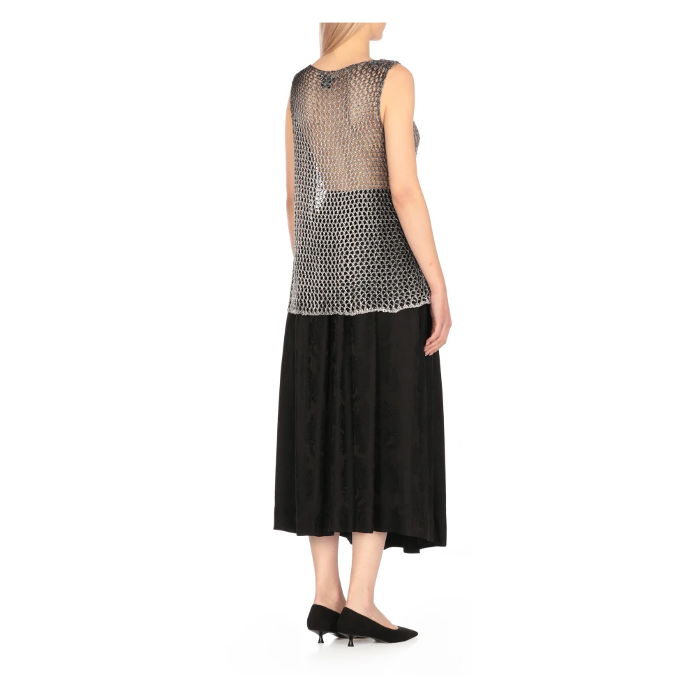 Avant Toi Grijze Netpatroon Mouwloze Top Gray Dames