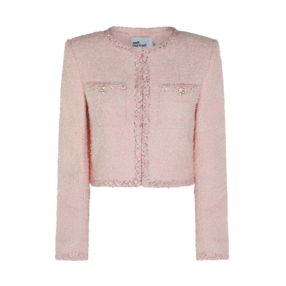 Self Portrait , Tweed Jackets, Female, Pink, M, Pf26112j Jacket