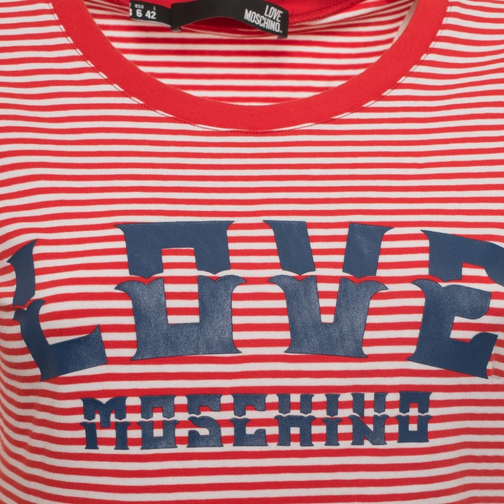 Moschino Gestreept Logo T-shirt voor vrouwen Multicolor Dames