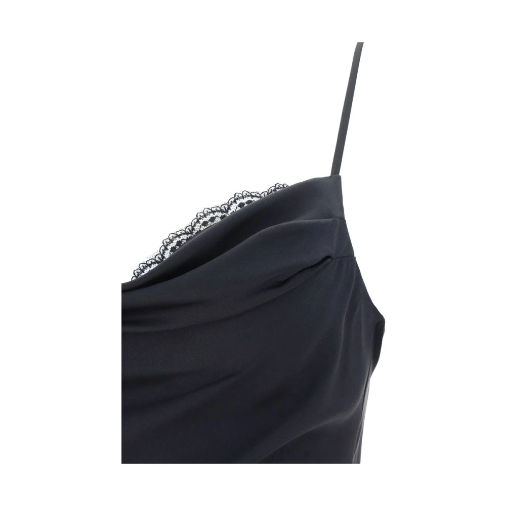 alexander mcqueen Zijden jurk met hartvormige halslijn en kantdetail Black Dames
