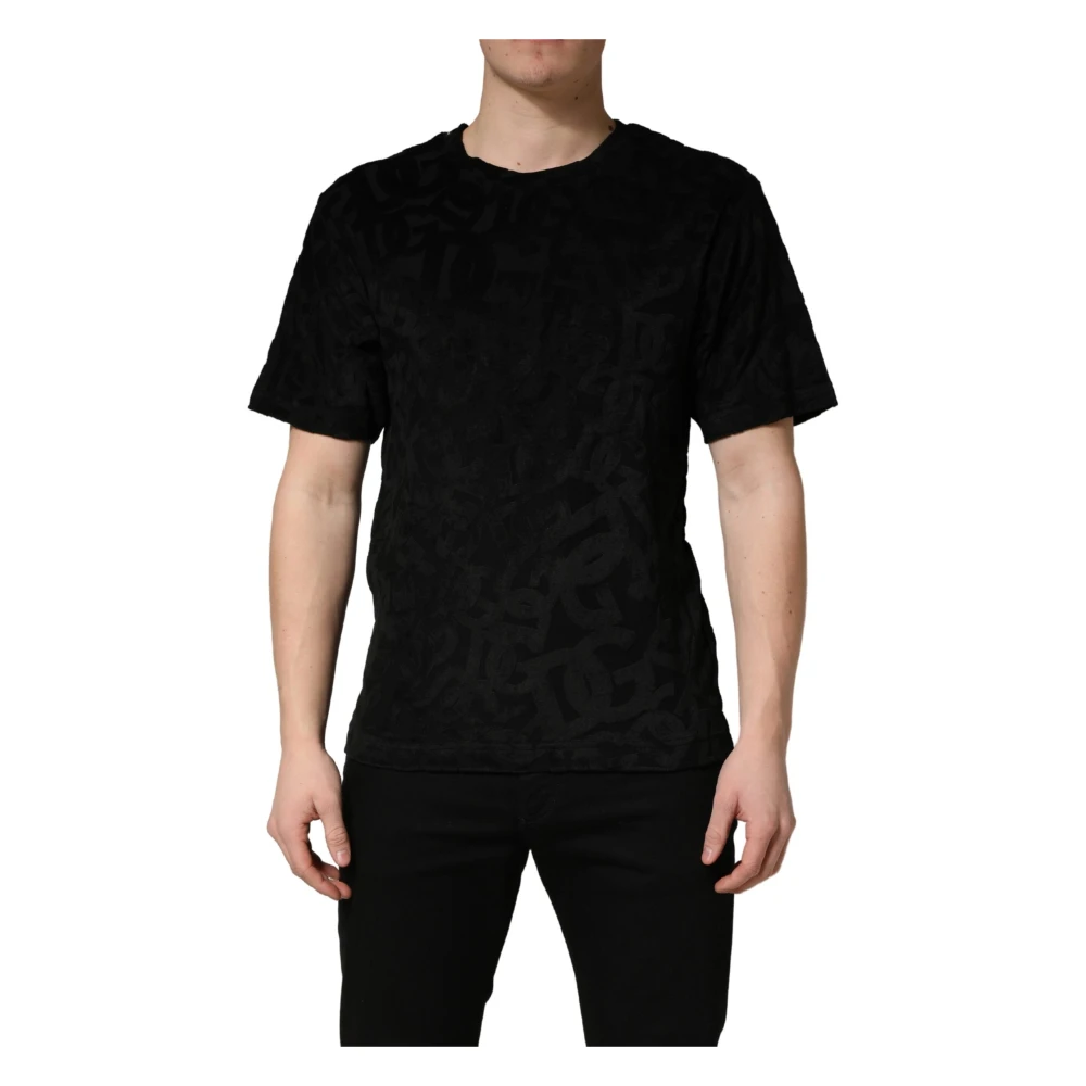 Dolce & Gabbana , T-Shirts, Male, Black, Xs, Dg Mania Logo Print Casual T-Shirt