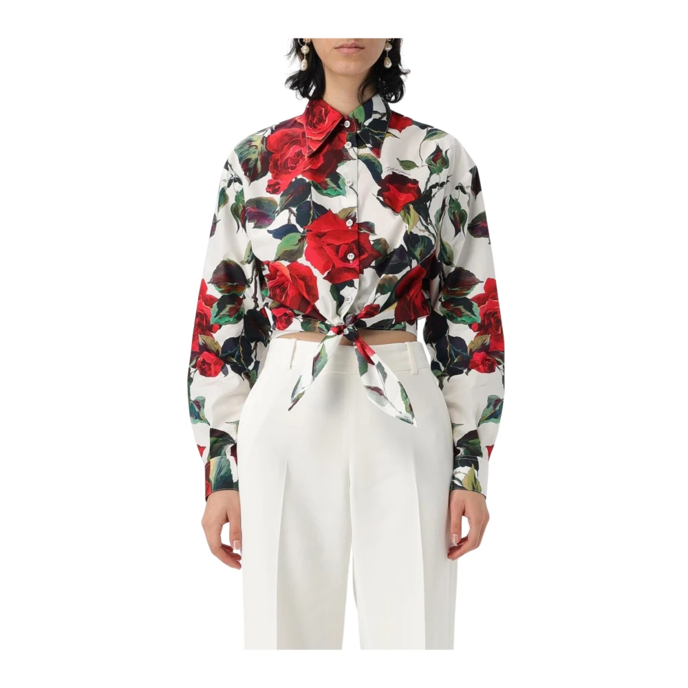 Dolce & Gabbana Women's Multicolor Pink Floral Tie-Front Blouse 2XS