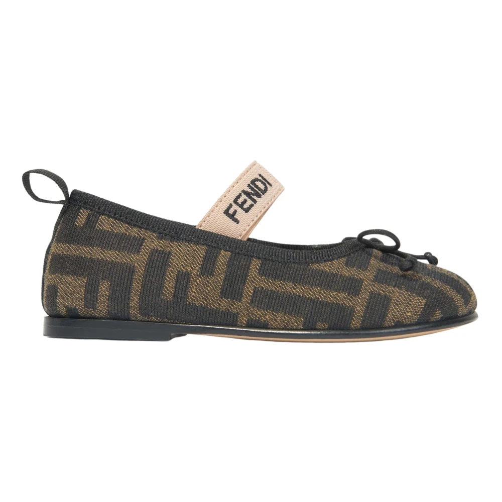 Fendi Women's Brown Jacquard Ballerinas With Ff Logo Detail