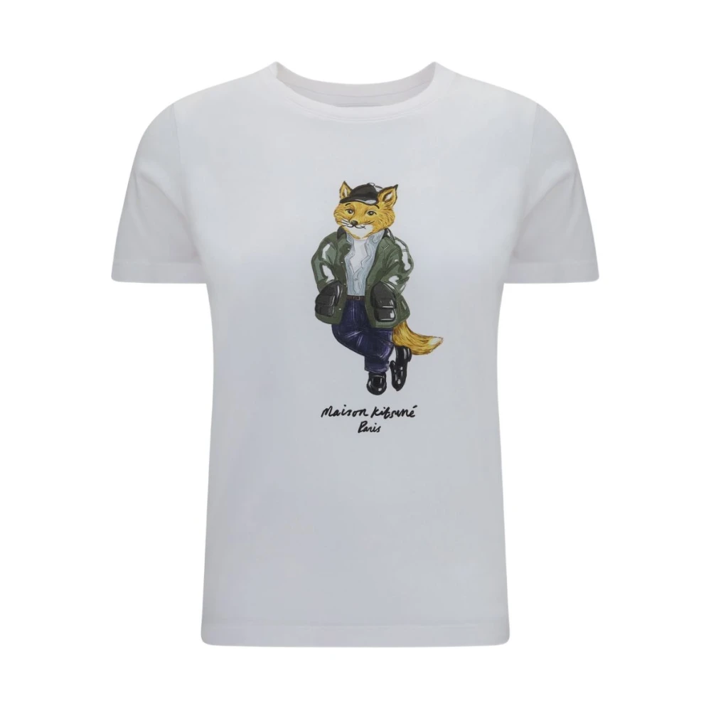 Maison Kitsuné Donna Bianco T-Shirt "Weekend Fox" - Immagine 2