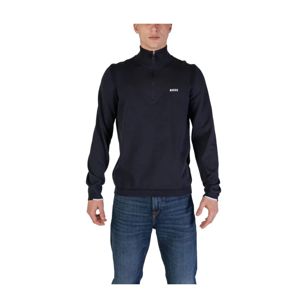 Hugo Boss Blauwe Katoenen Vest Herfst Winter Collectie Blue Heren