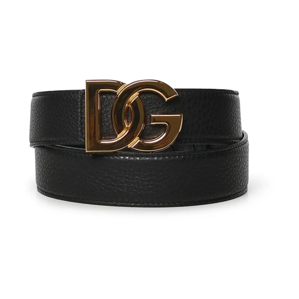 Dolce & Gabbana Calfskin Belt With Logo - Male - Belts - Black - 100 Cm - Accessories