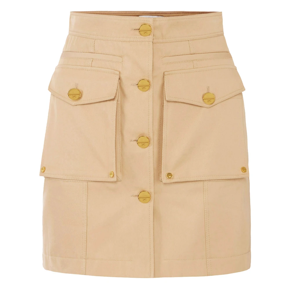 Elisabetta Franchi Women's Brown Short Skirts, M, Cotton Gabardine Miniskirt With Cargo Pockets