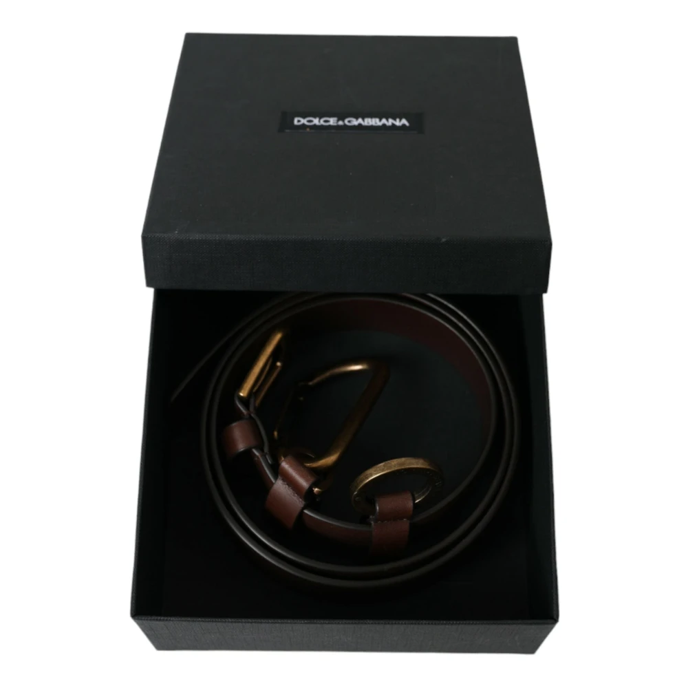 Dolce & Gabbana Luxe Leren Riem met Metalen Gesp Brown Heren