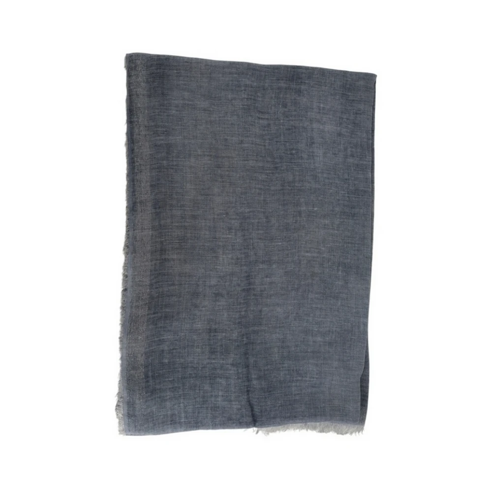 Faliero Sarti Heldere Blauwe Lurex Rand Sjaal Blue Dames
