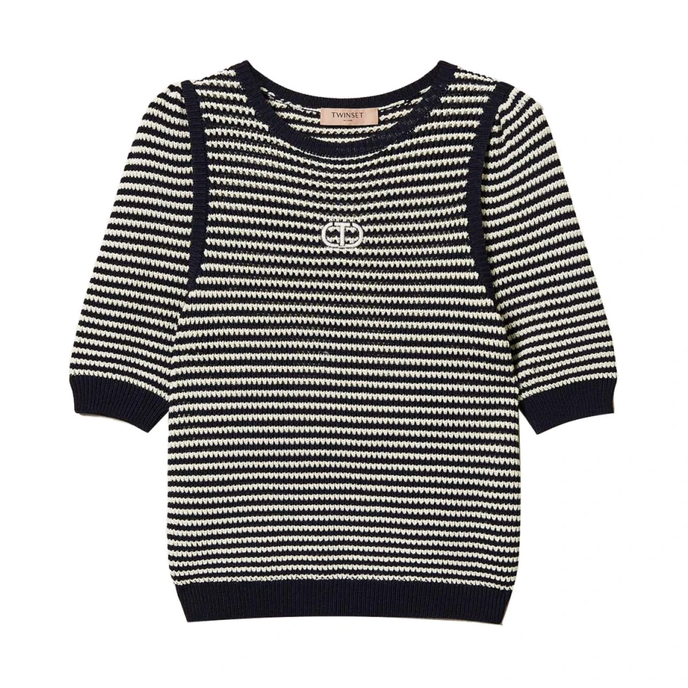 Twinset Navy Blue White Sweater Multicolor Dames