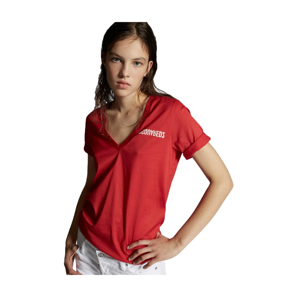 Dsquared2 Women's Red Comfortable Cotton T-Shirt - T-Shirts - Xl - Tops