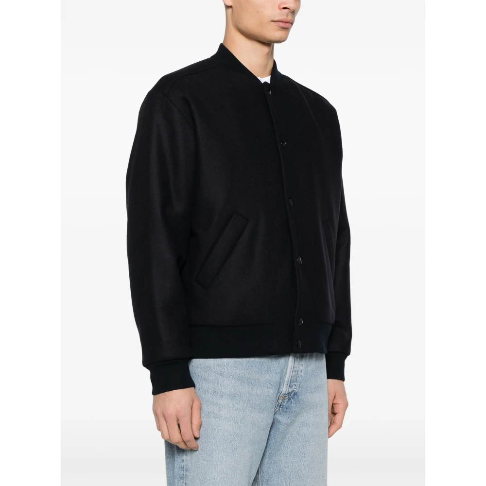 A.p.c. Blauwe Chenille Patch Jassen met Drukknoopsluiting Blue Heren