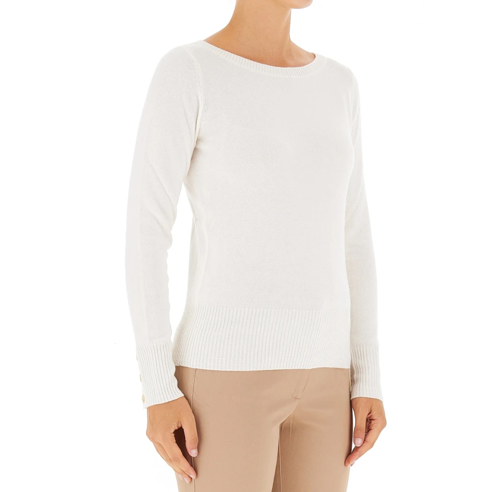 Pennyblack Ivoor Gestreepte Boothals Trui Beige Dames