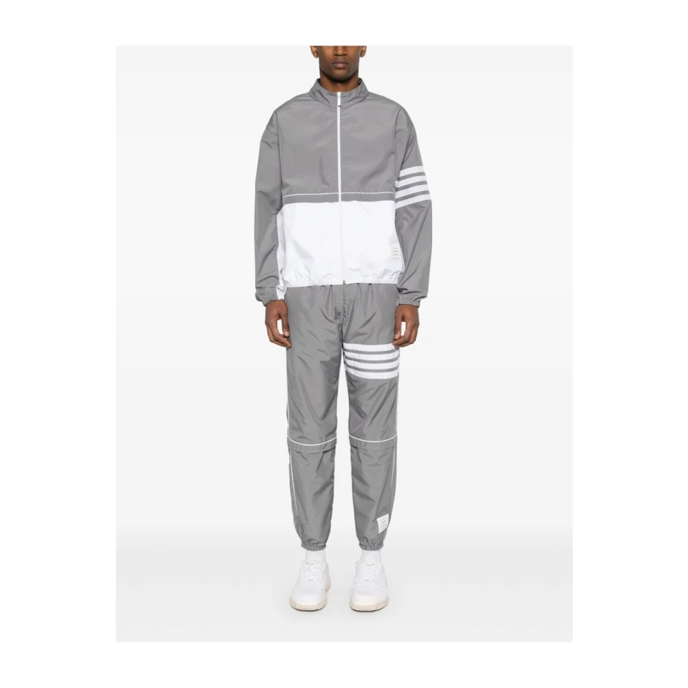 Thom Browne Grijze Straight Broek met 4-Bar Streep Gray Heren