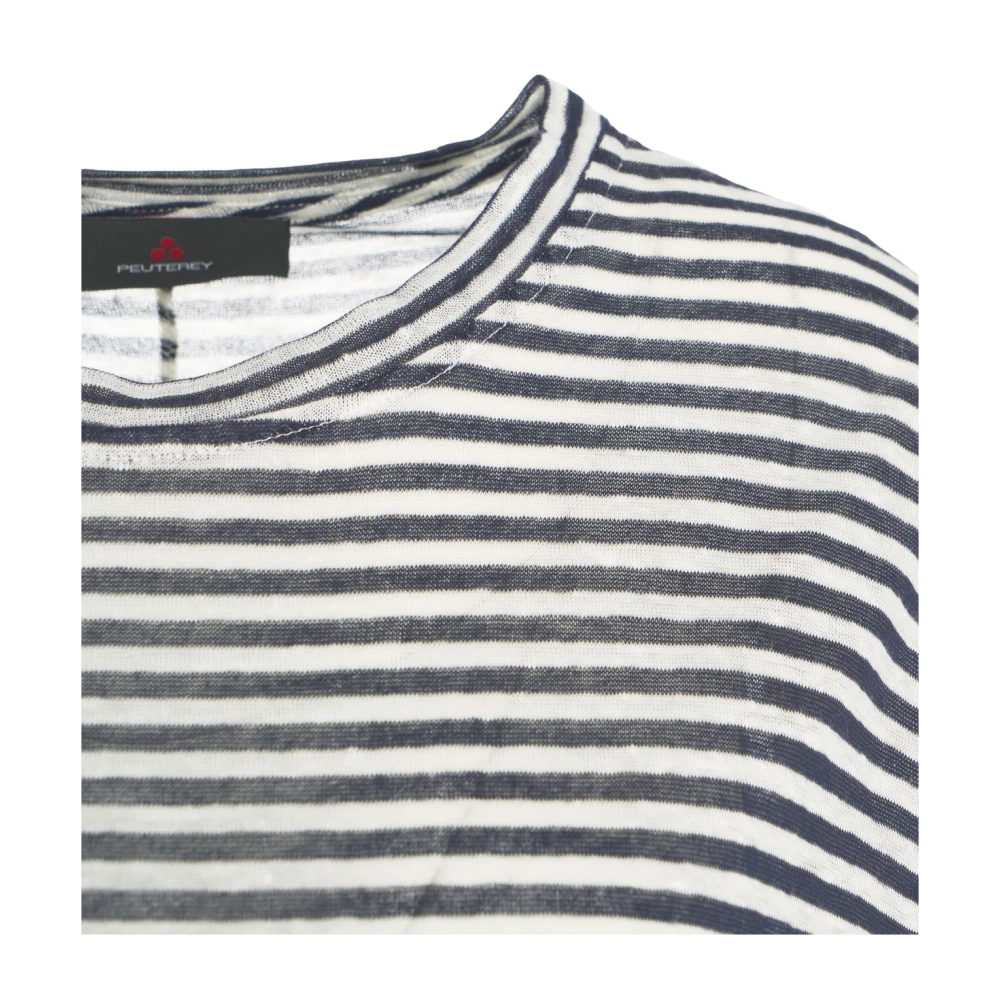 Peuterey Blauw Gestreept T-shirt met Ronde Hals Blue Dames