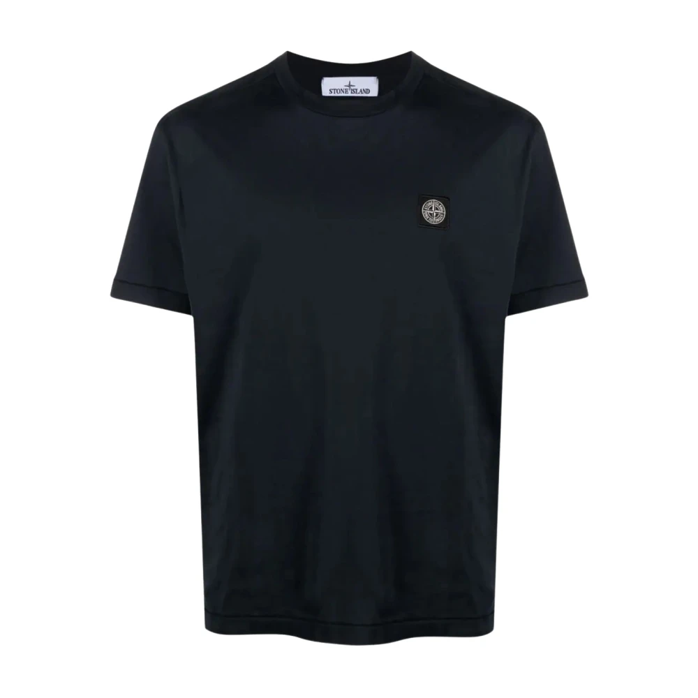 Stone Island Blå T-shirts och Polos med Compass Patch Blue, Herr