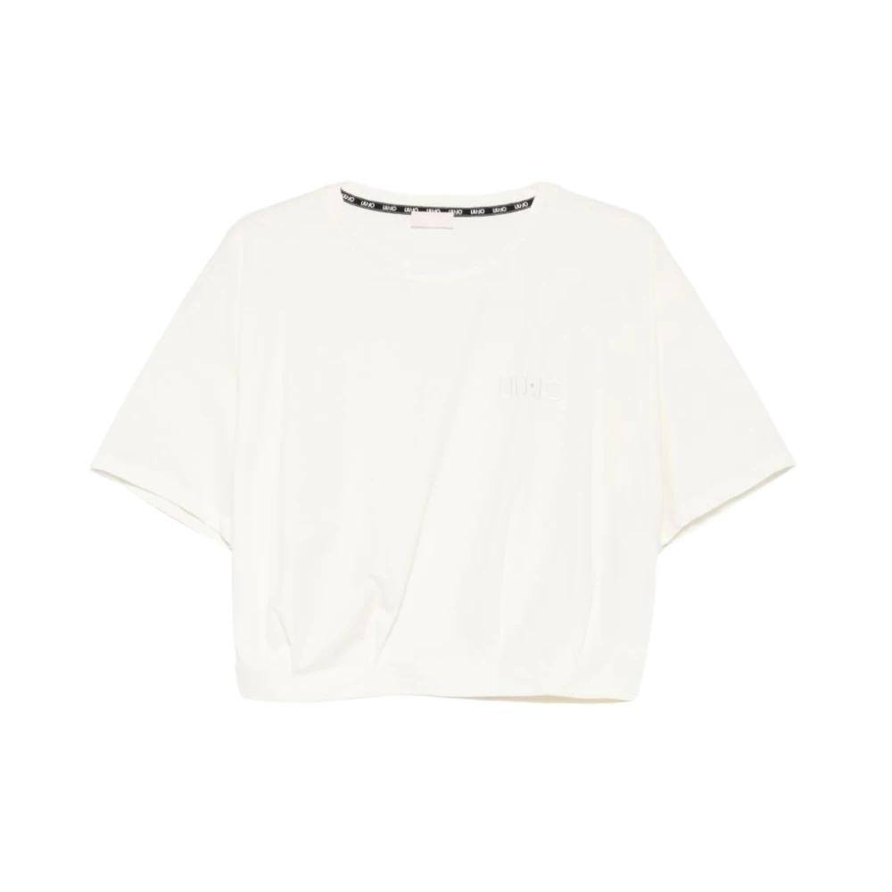 Liu Jo Women's White T-Shirt With Logo Embroidery