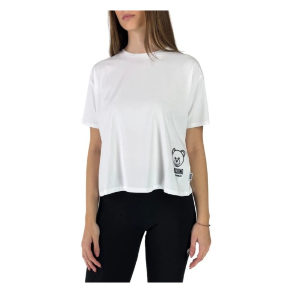 Moschino Donna Bianco T-Shirt Con Logo Orsetto