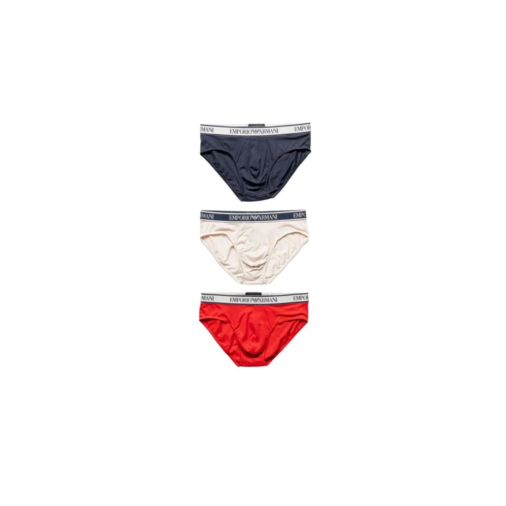 Emporio Armani Rode Katoenen Stretch Briefs Multicolor Heren