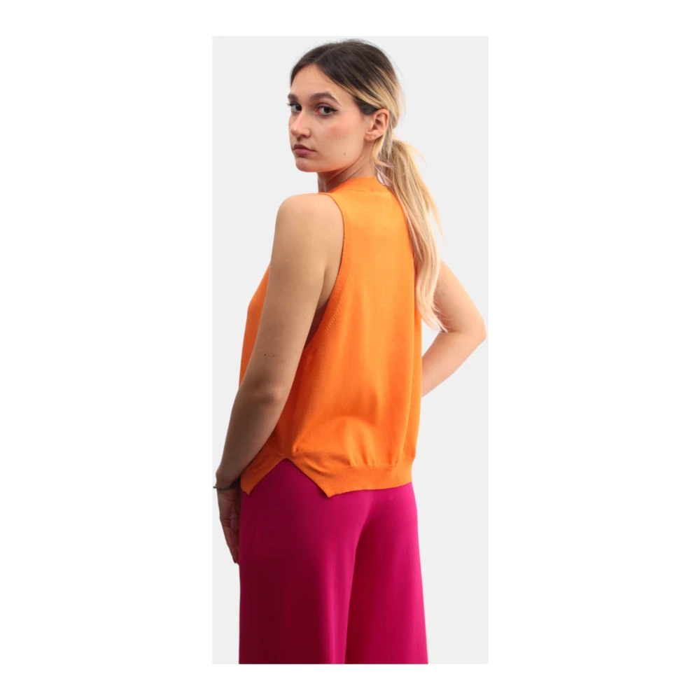 Liviana Conti Oranje Gebreid Vest met Knoopsluiting Orange Dames