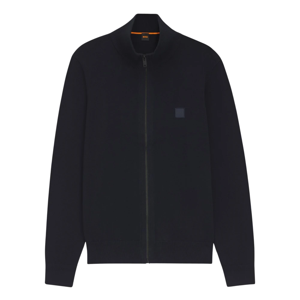 Hugo Men's Blue Zip-Throughs, S, Zip Cardigan In Cashmere-Cotton Blend