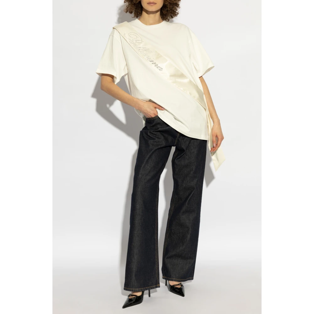 Blumarine T-shirt met logo Beige Dames