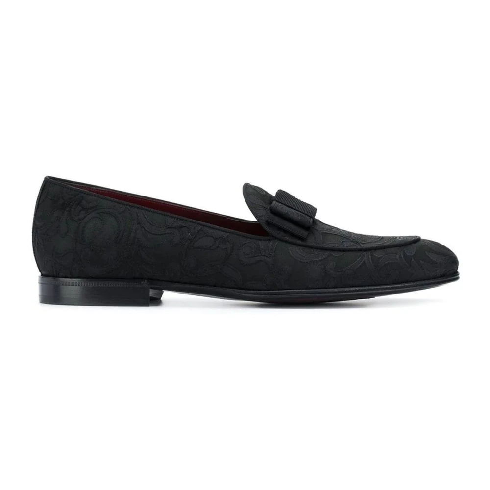 Dolce & Gabbana Men's Black Baroque Jacquard Loafers With Embroidered Details