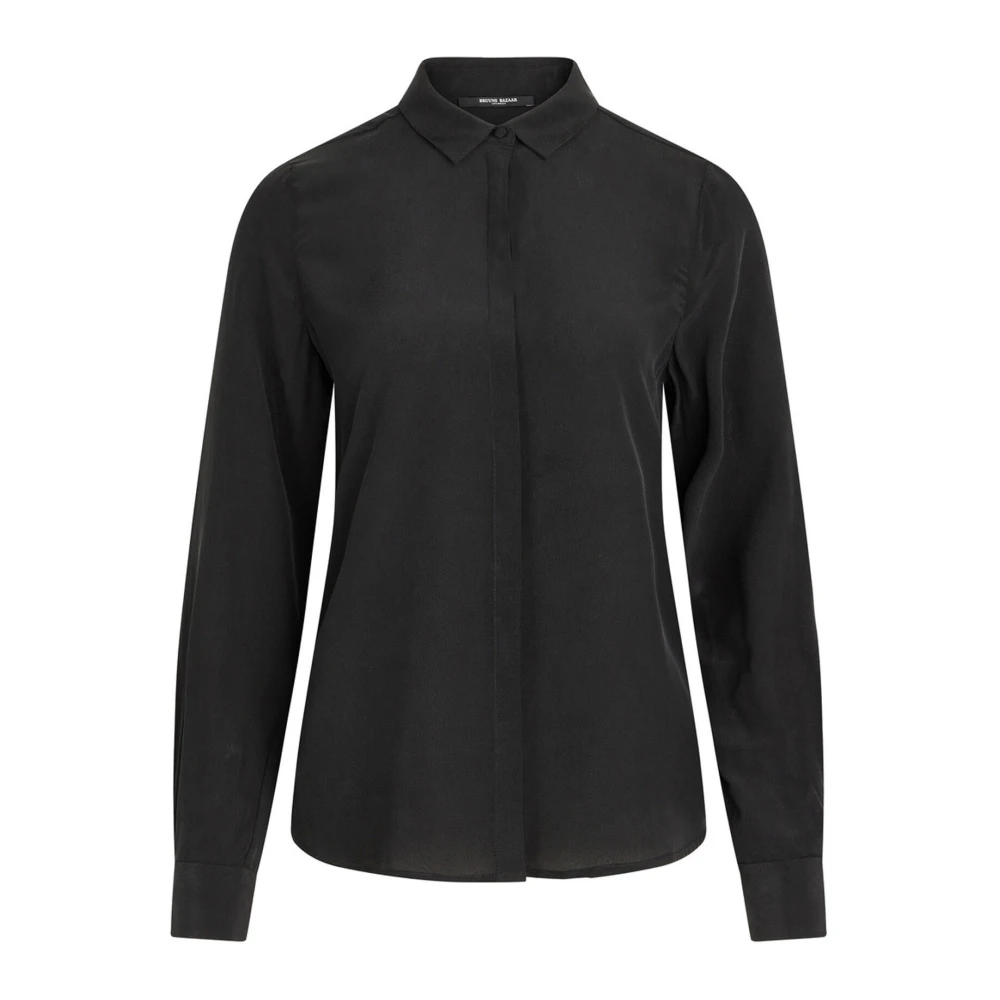 Bruuns Bazaar Elegante Zijden Shirt Lilliebbcorinna Zwart Black Dames