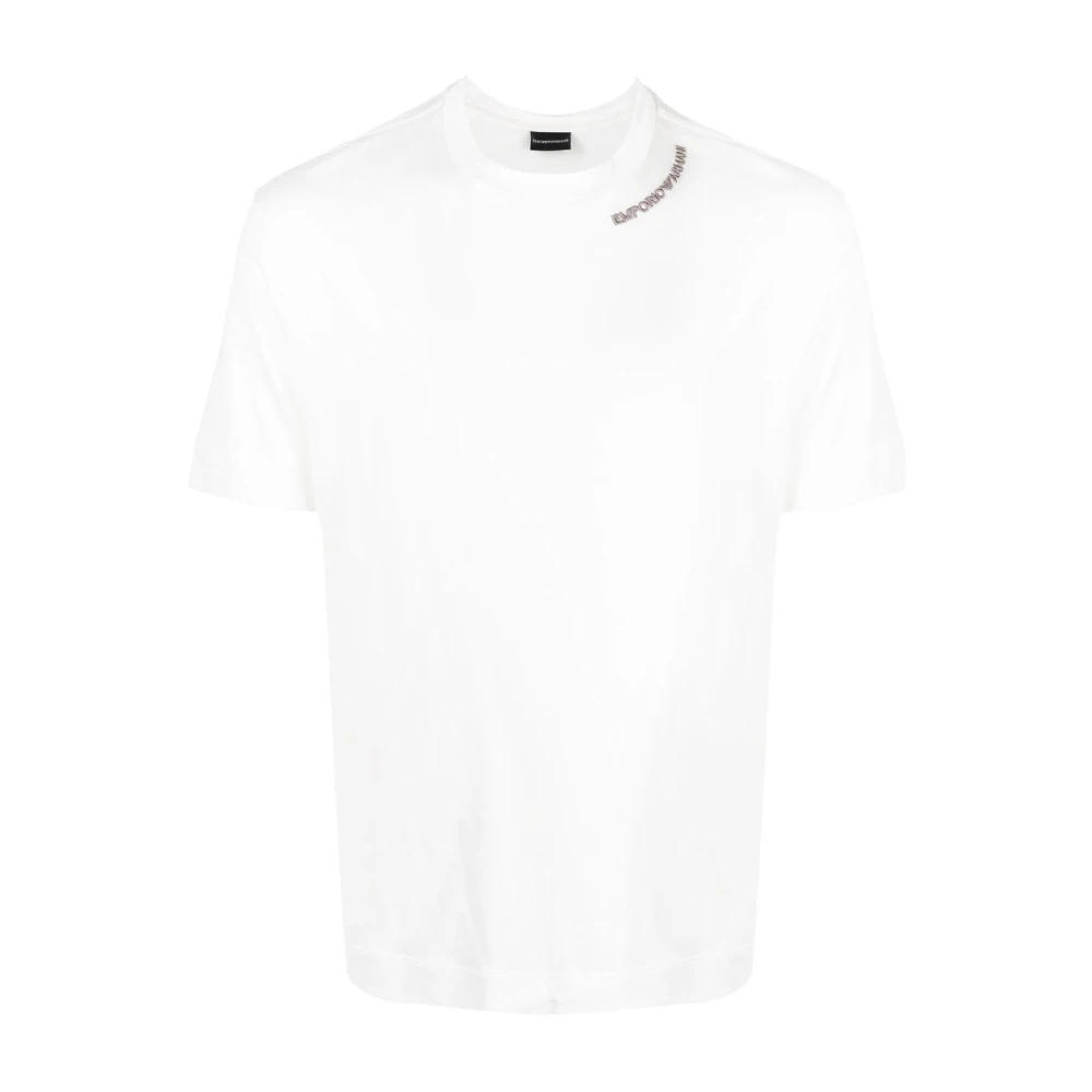 Logo-Print Hvit T-skjorte med Korte Ermer