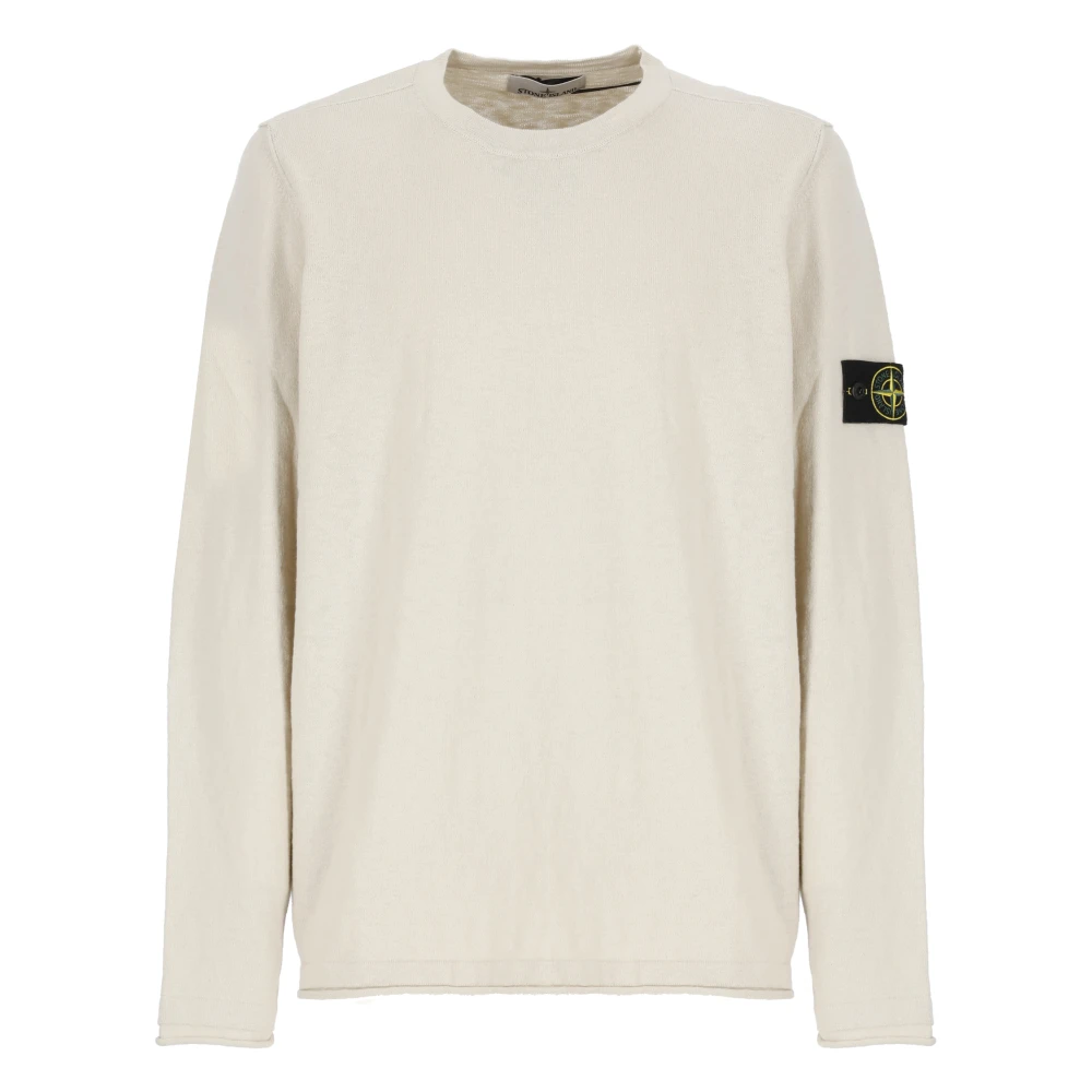 Stone Island Beige Katoenen Trui met Iconische Patch Beige Heren