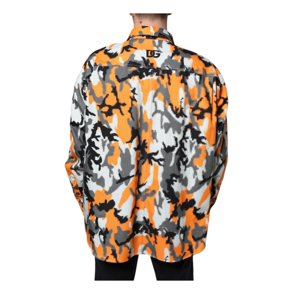 Dolce & Gabbana Camouflage Denim Kraagjas Multicolor Heren