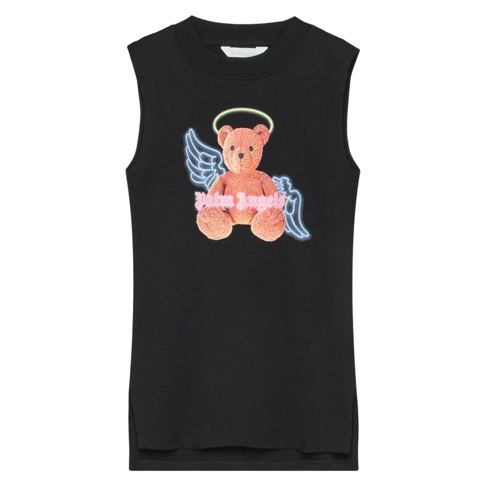 Palm Angels Girls Black Dresses, 8 Y, Bear Angel Sleeveless Dress