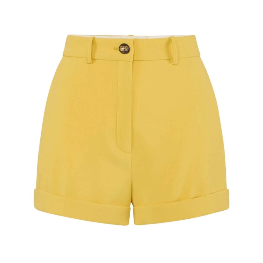Elisabetta Franchi Yellow Shorts In Lightweight Crêpe - Female - Short Shorts - L - Shorts
