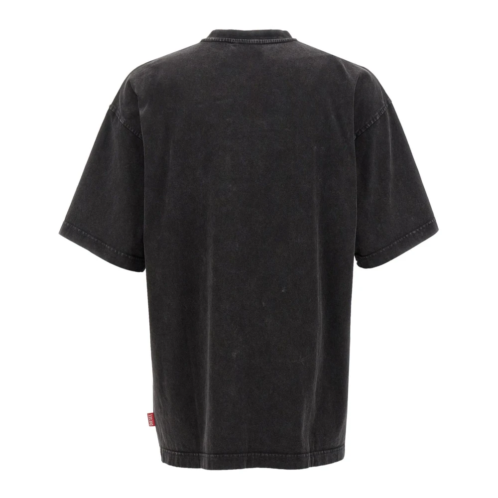 Diesel Zwarte katoenen T-shirt met Oval D-logo Black Heren